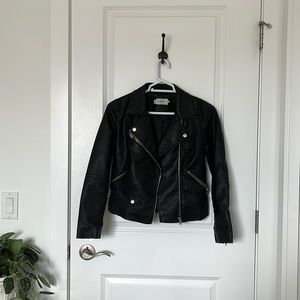 Faux leather moto jacket
